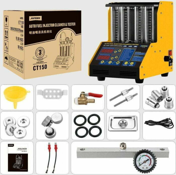 Autool CT150 4-Cylinder Auto Fuel Injector Tester & Cleaner Package List