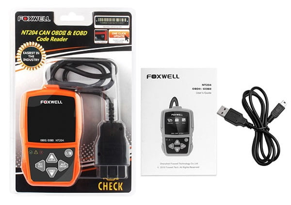 FOXWELL NT204 OBD2 Diagnostic Tool Package List