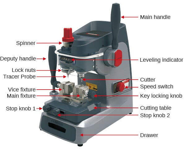 Xhorse Condor XC002 Mechanical Key Cutting Machine Layout