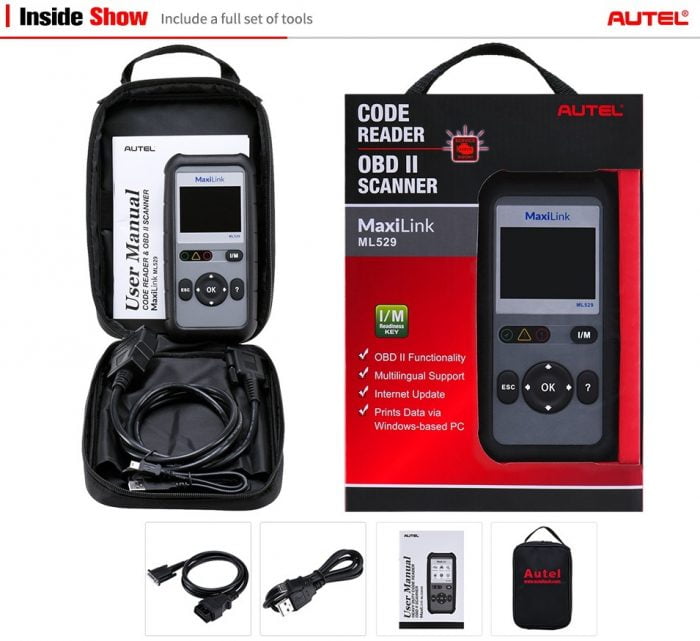 Autel MaxiLink ML529 OBD2 Car Diagnostic Tool Package List