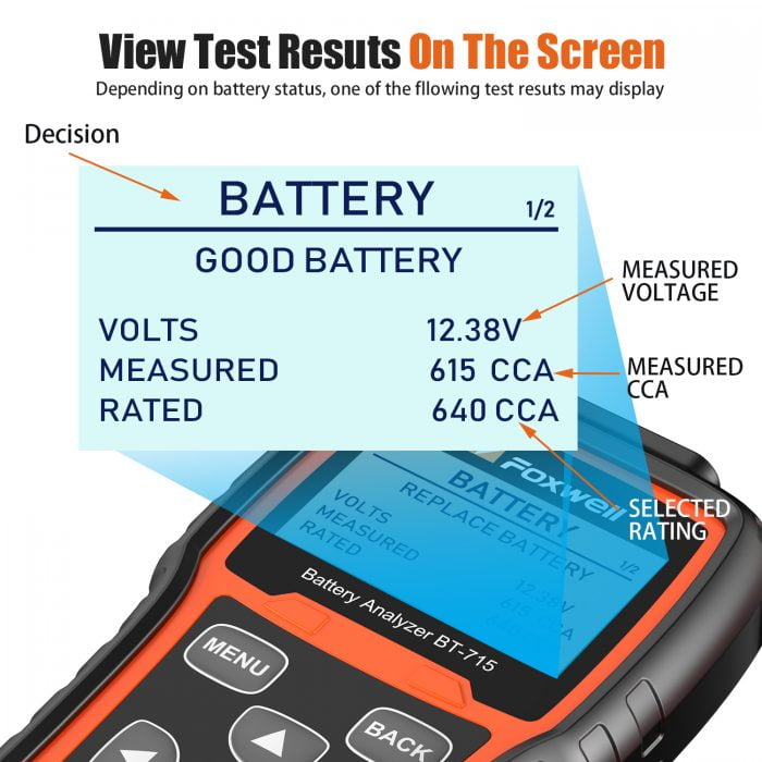 FOXWELL BT715 Battery Analyzer for 12V and 24V Display