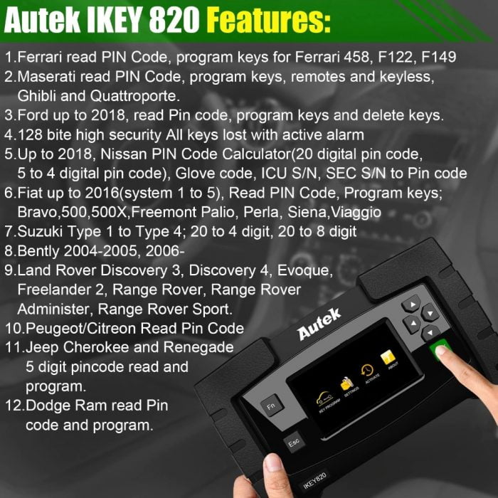 Autek IKey820 OBD Key Programmer Features
