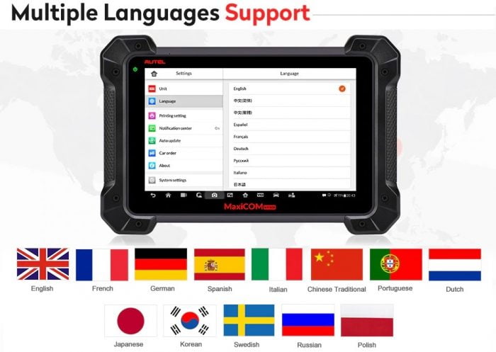 Autel MaxiCOM MK908P Language Support