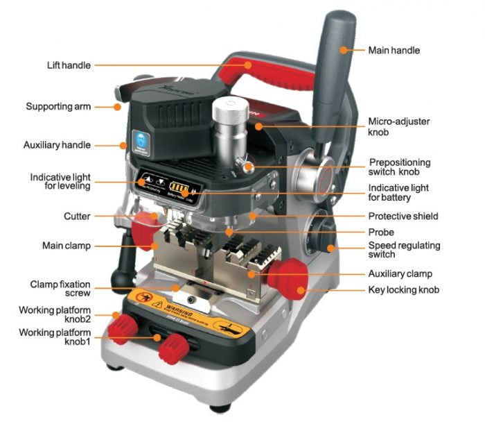 Xhorse Condor Dolphin XP007 Manual Key Cutting Machine Layout