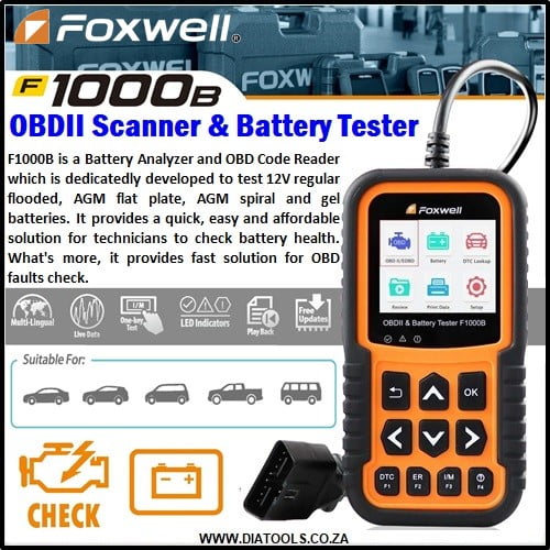 Foxwell F1000B OBDII Engine Scanner & Battery Tester