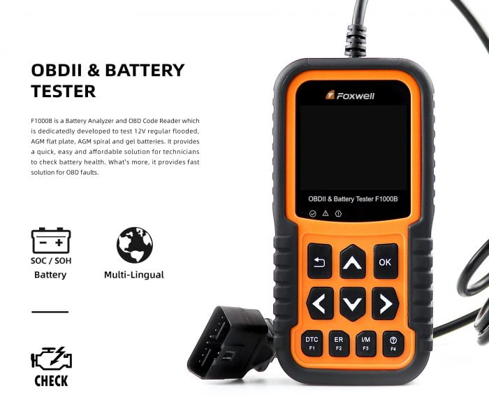Foxwell F1000B OBDII Scanner & Battery Tester 1