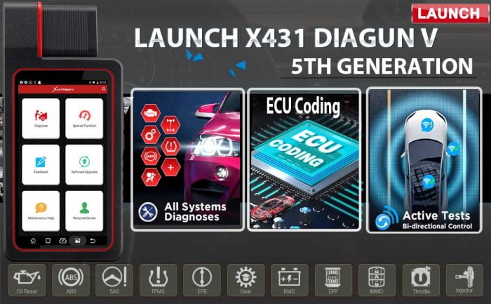 NEW LAUNCH X431 DIAGUN V 5 Generation Bi-Directional Full System Diagnostic Tool