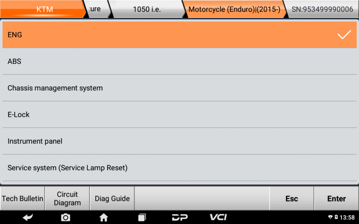 OBDSTAR MS80 Motorcycle Diagnostic Tool Support Function List 1