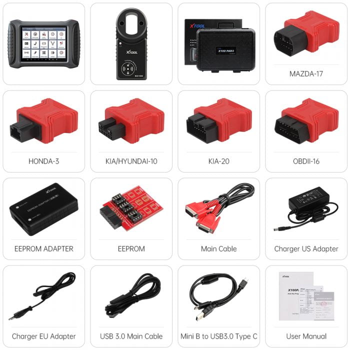 XTOOL X100 PAD3 Elite Auto Key Programmer with KC100 and EEPROM Package
