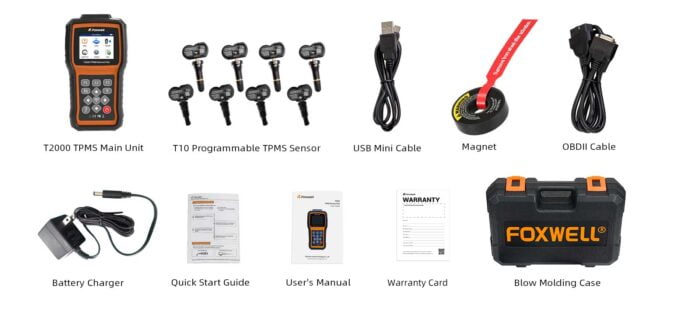 Foxwell T2000 TPMS Service Tool Package List