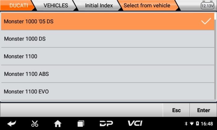 OBDStar ISCAN Ducati Motorcycle Diagnostic Tool System Support List