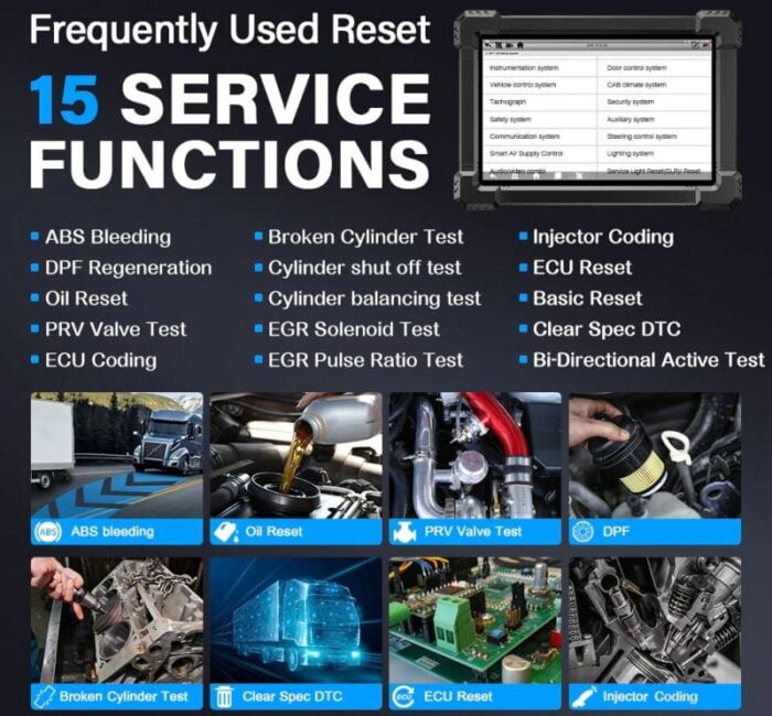 Ancel X7 HD Heavy Duty Truck Diagnostic Tool Special Functions