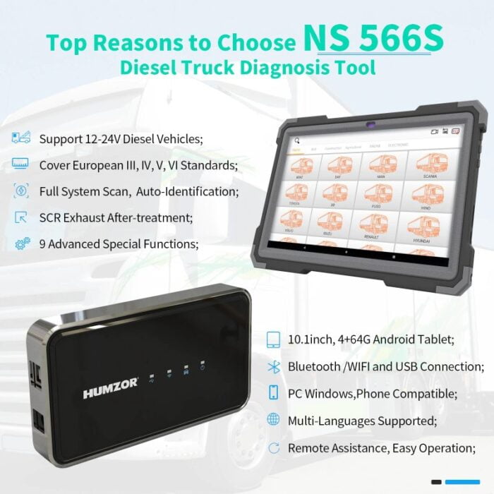 Humzor NexzSYS NS566S Heavy duty Truck Diagnostic Tool Top Reasons