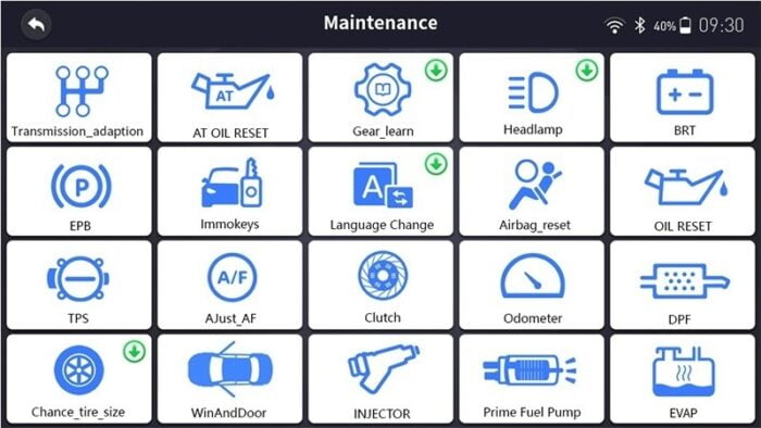 Foxwell i70BT Automotive Diagnostic System Reset Functions
